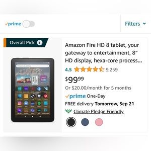 Amazon Kindle Fire 8 HD with Charger